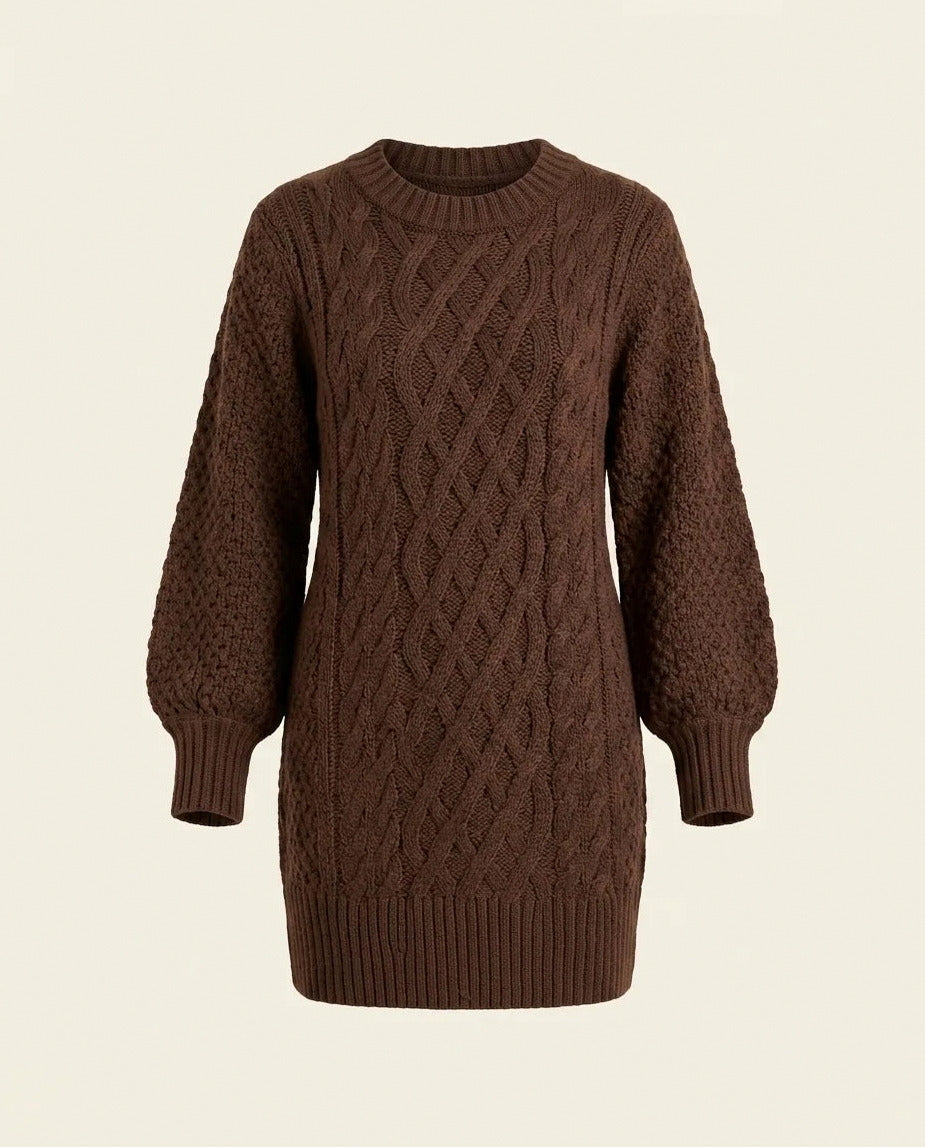 Cable Knit Long Sleeve Sweater Dress
