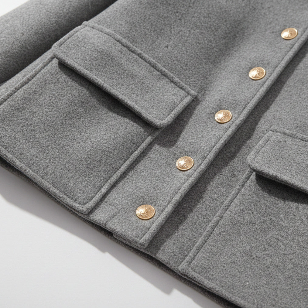 Collared Button Front Cropped Jacket