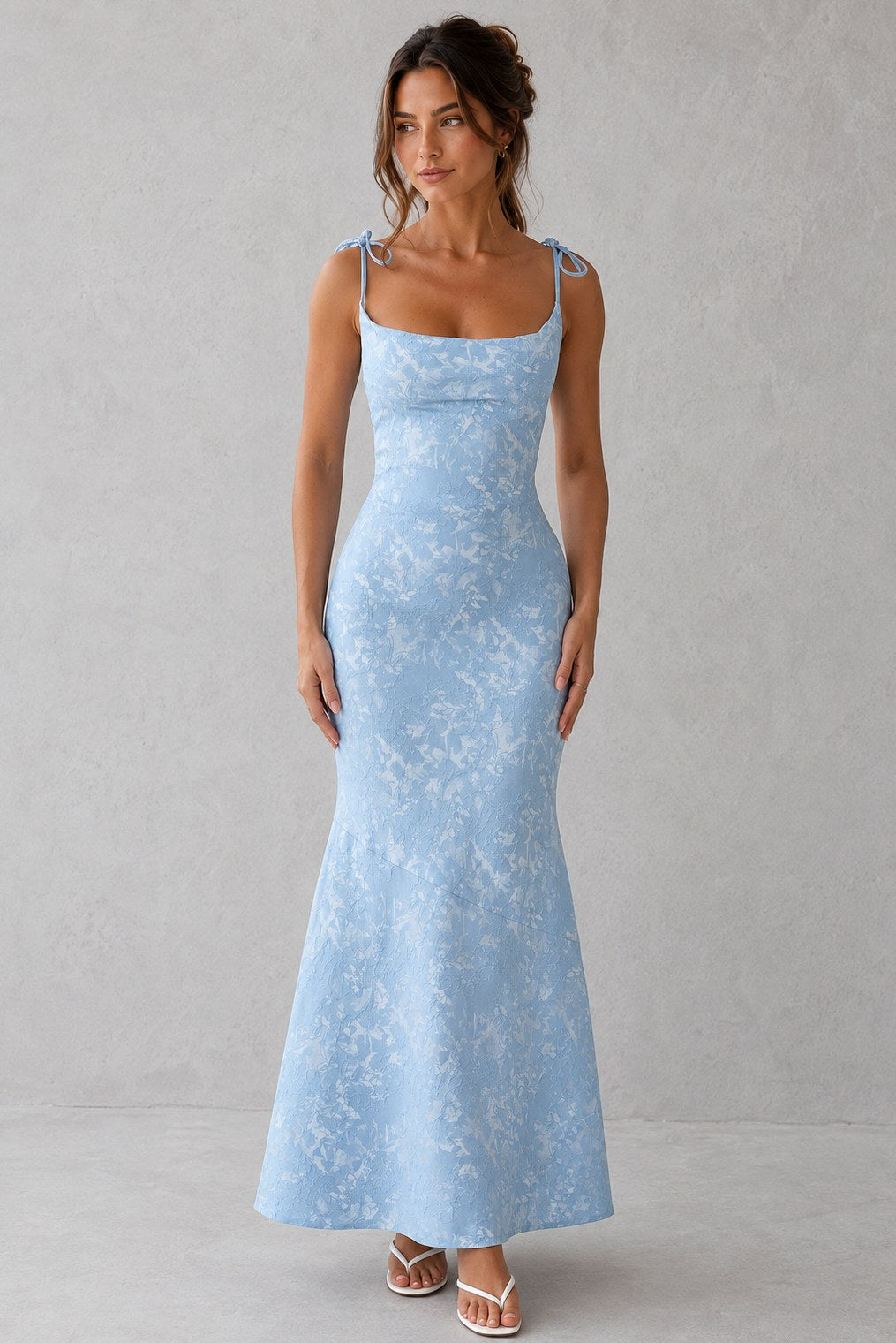 Jacquard Square Neck Maxi Dress