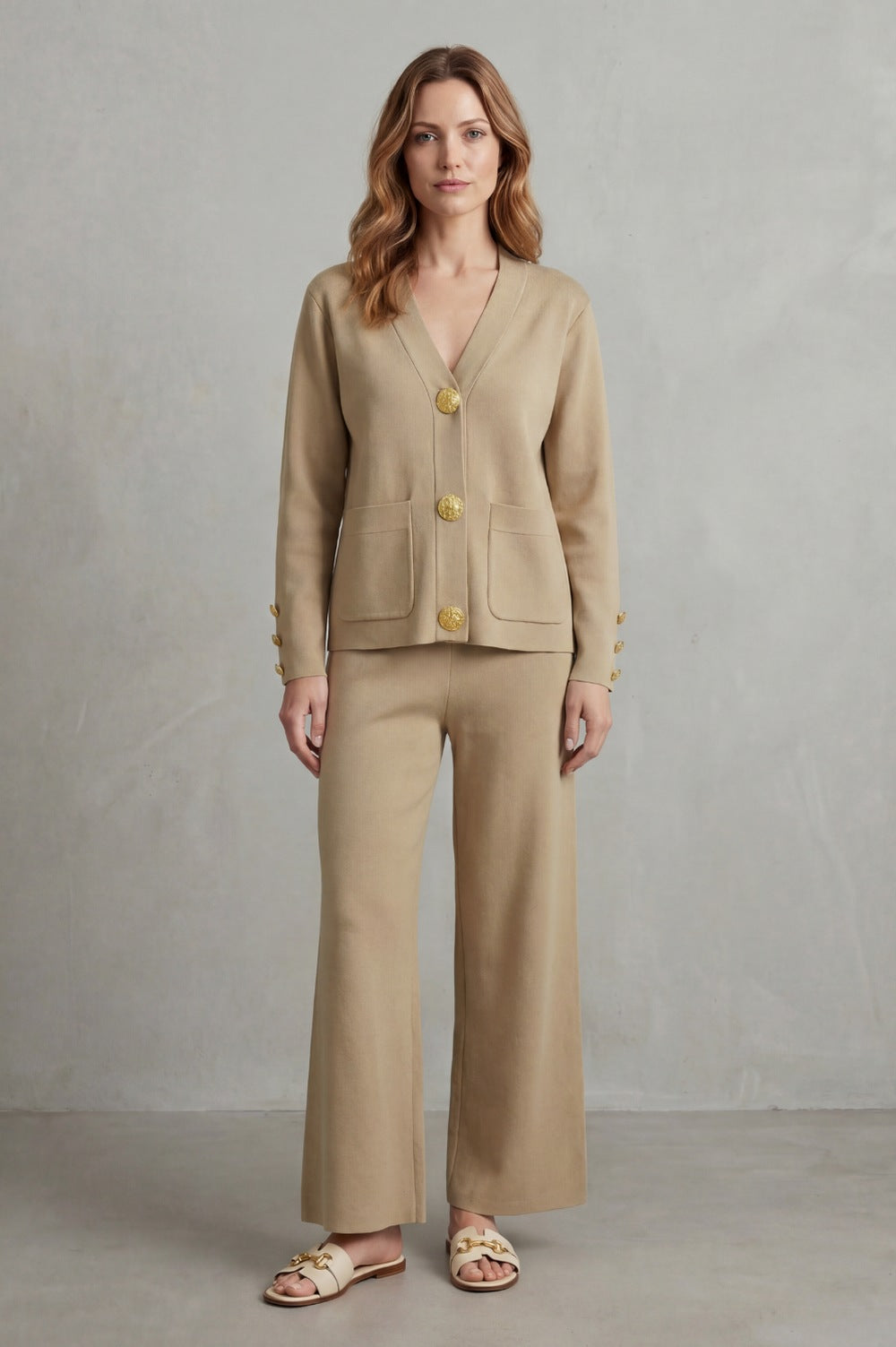 Knit Button Front Two Piece Set
