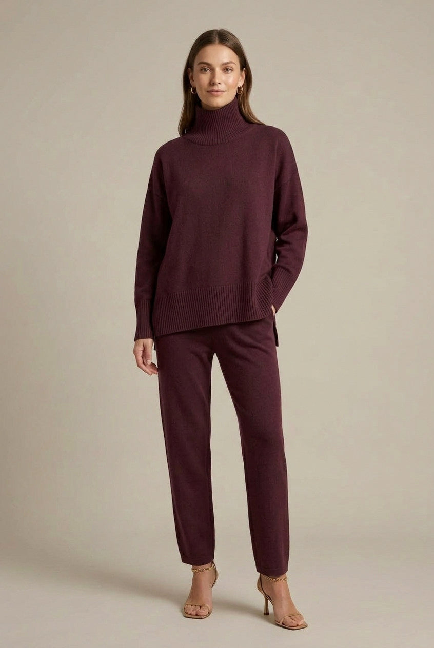 Knit Mock Neck Long Sleeve Set