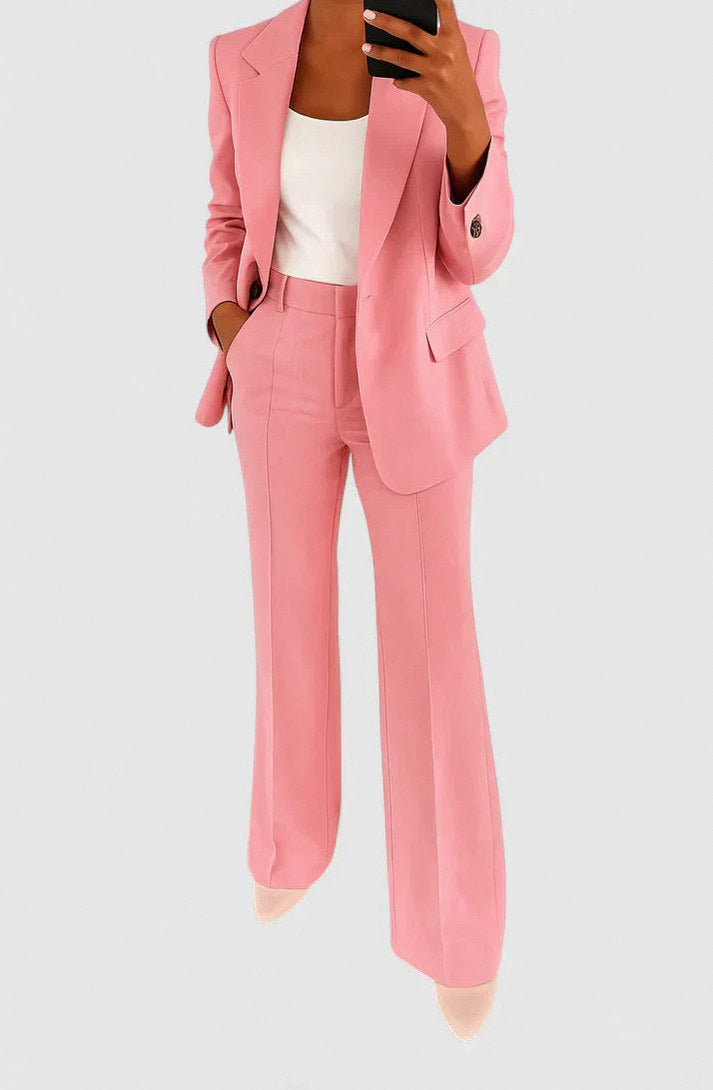 Long Sleeve Blazer Wide Leg Pants Set