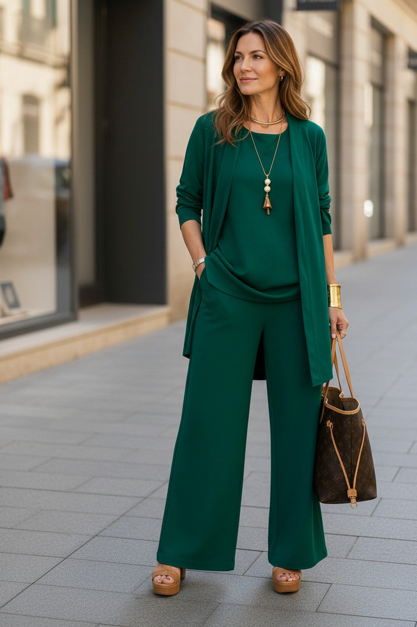 Long Sleeve Cardigan and Wide Leg Set
