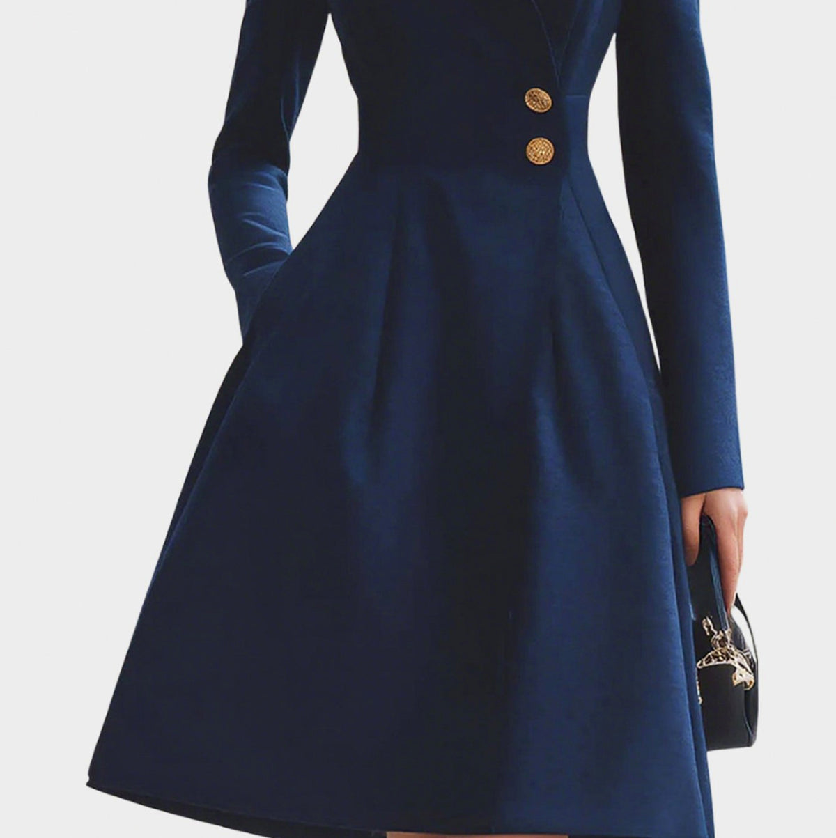 Long Sleeve Collared A-Line Coat