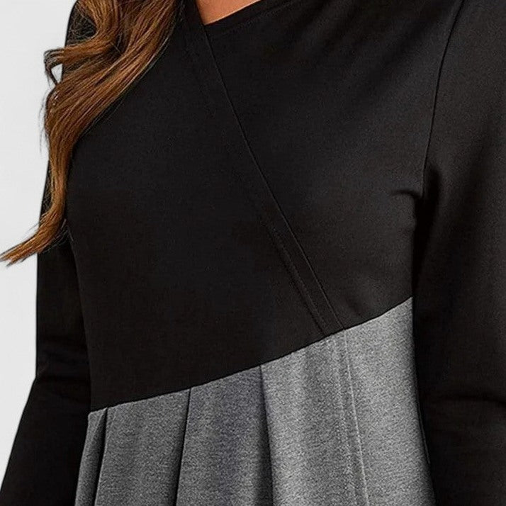 Long Sleeve Pleated Midi Dress