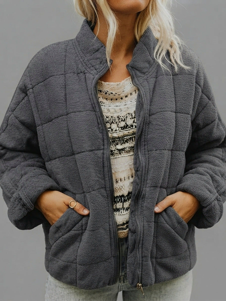 Quilted Fleece Zip Up Jacket