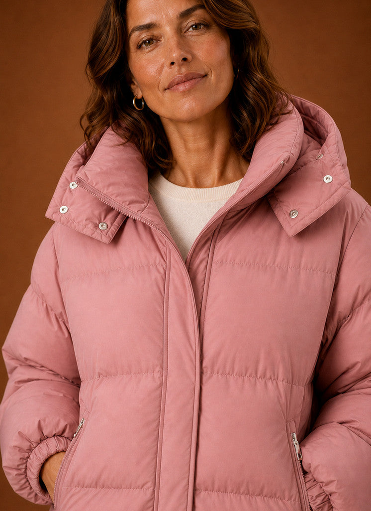 Quilted Hooded Long Sleeve Puffer Jacket