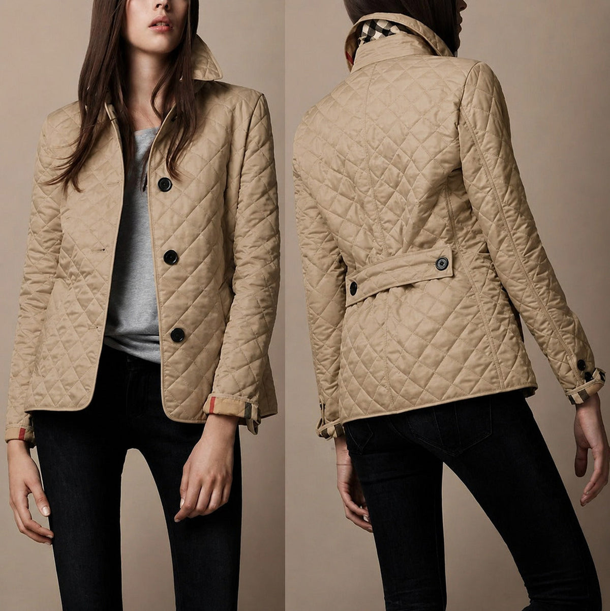 Quilted Long Sleeve Collared Jacket