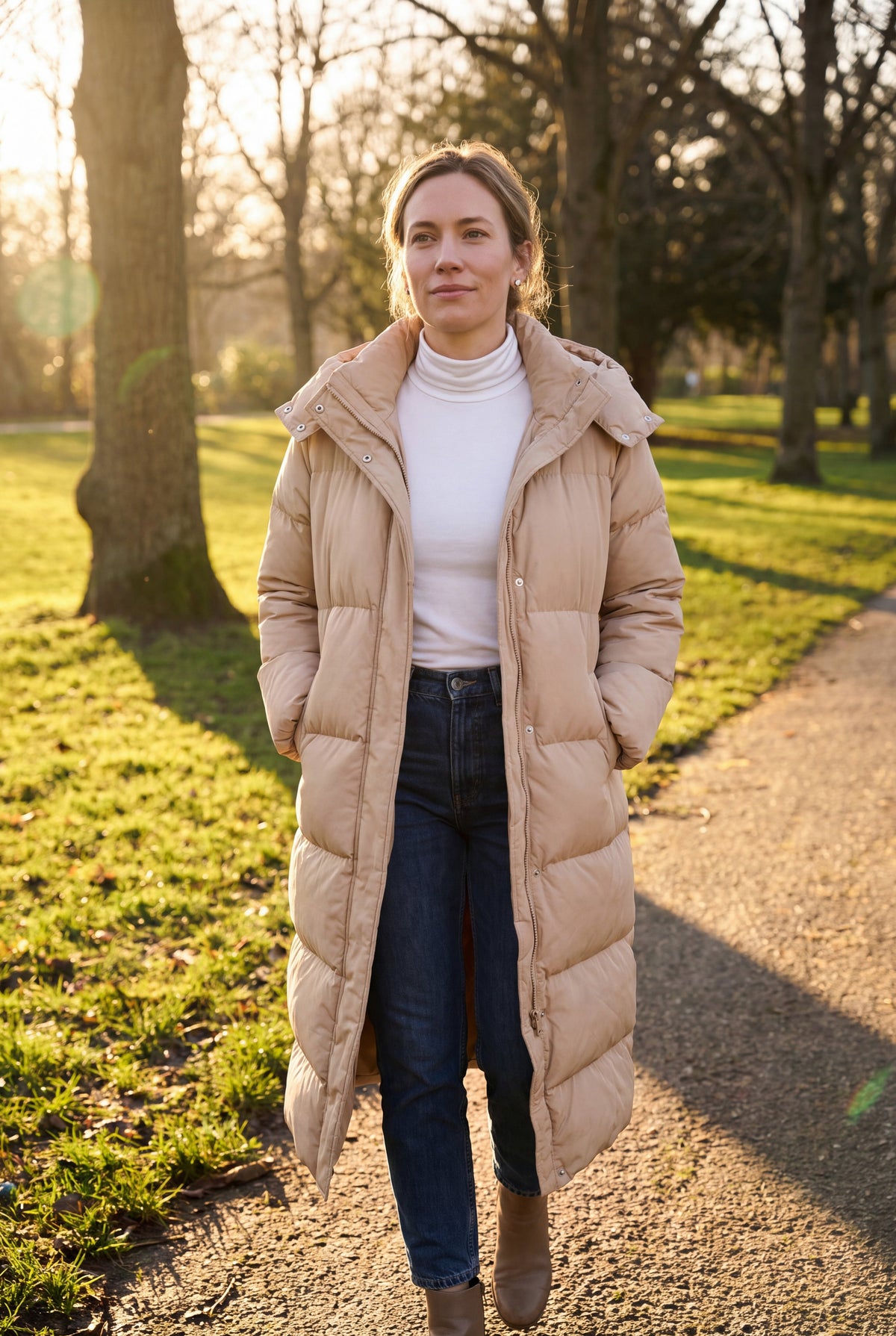 Quilted Hooded Long Puffer Coat