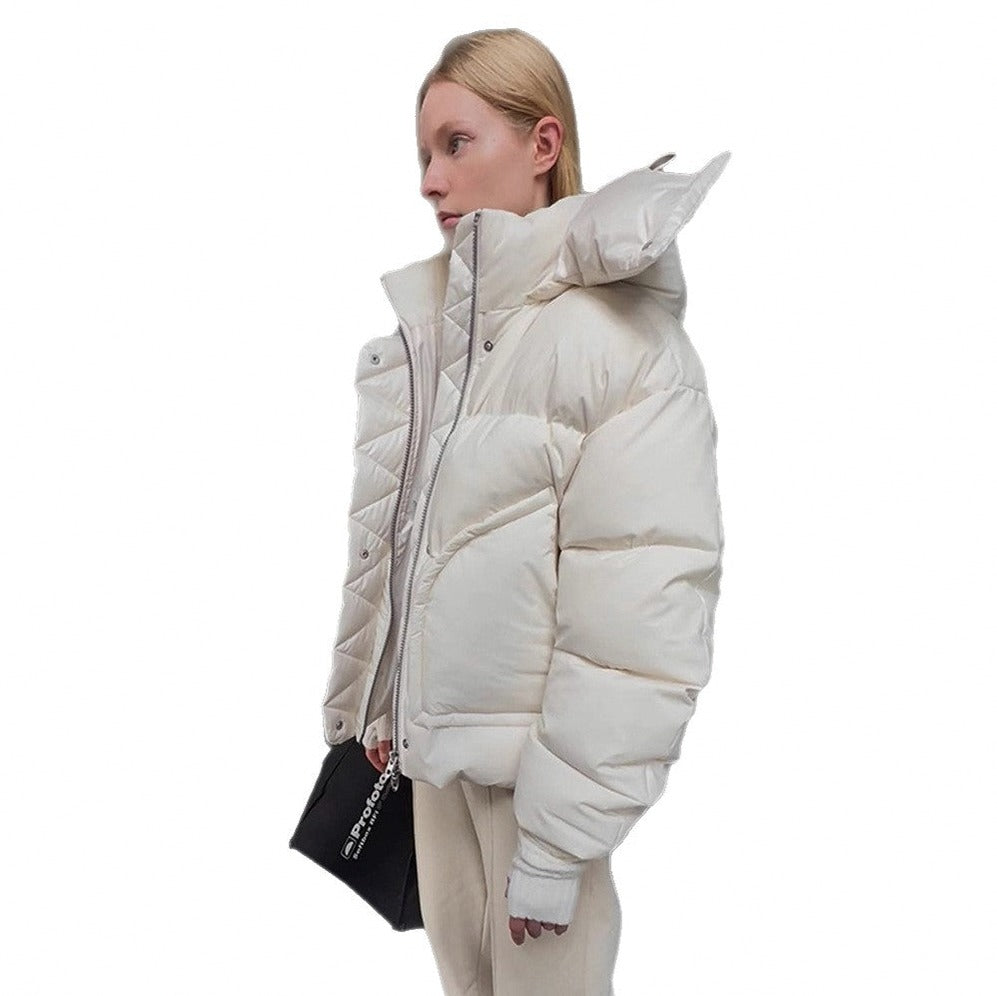 Quilted Oversized Stand Collar Puffer Jacket