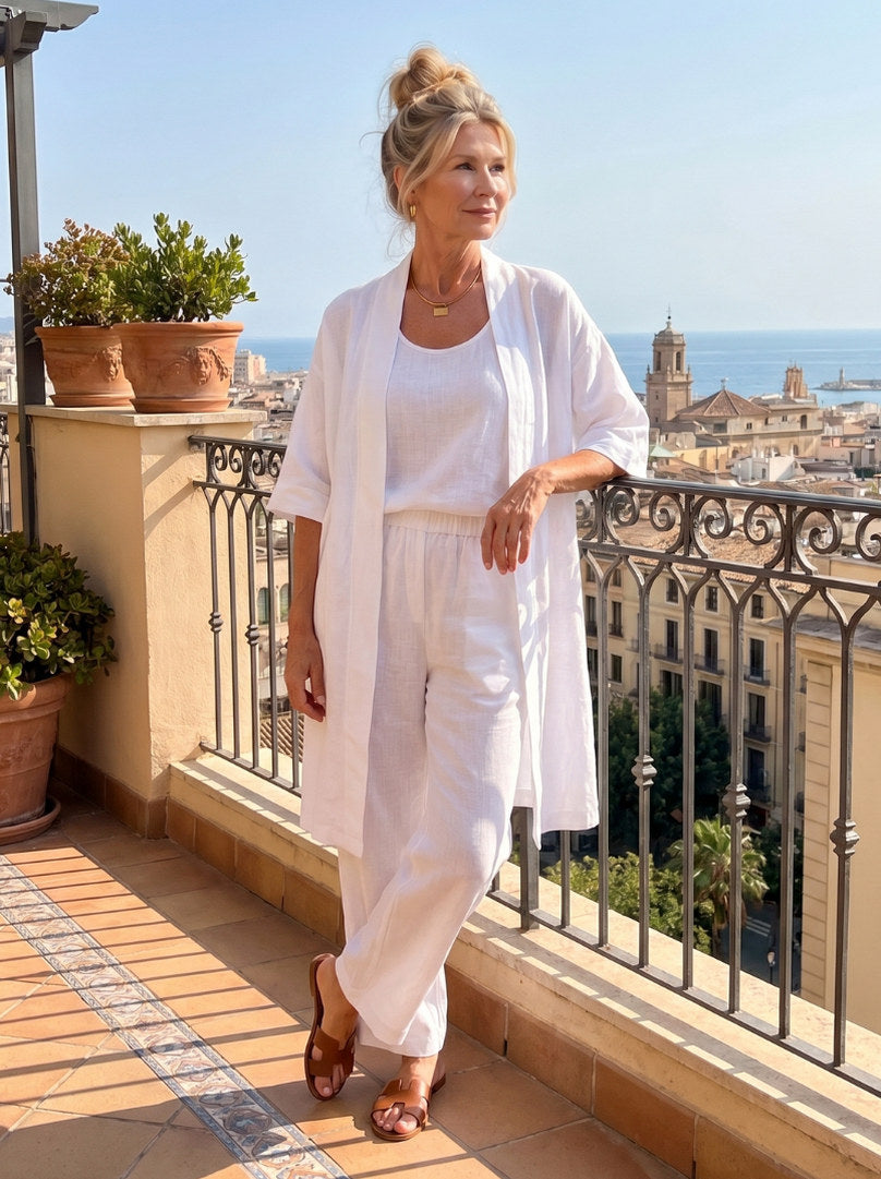 Relaxed Cardigan and Wide Leg Pants Set