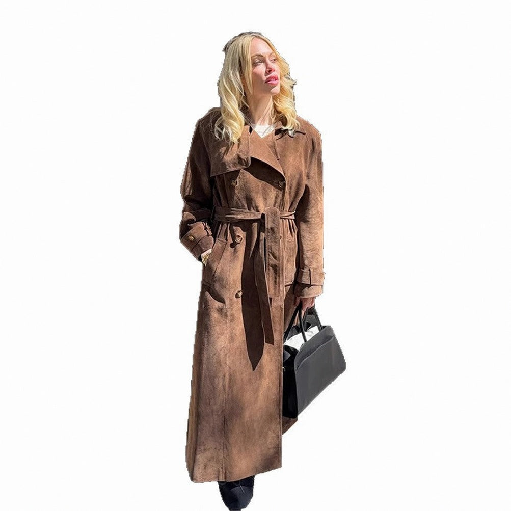 Suede Belted Trench Coat