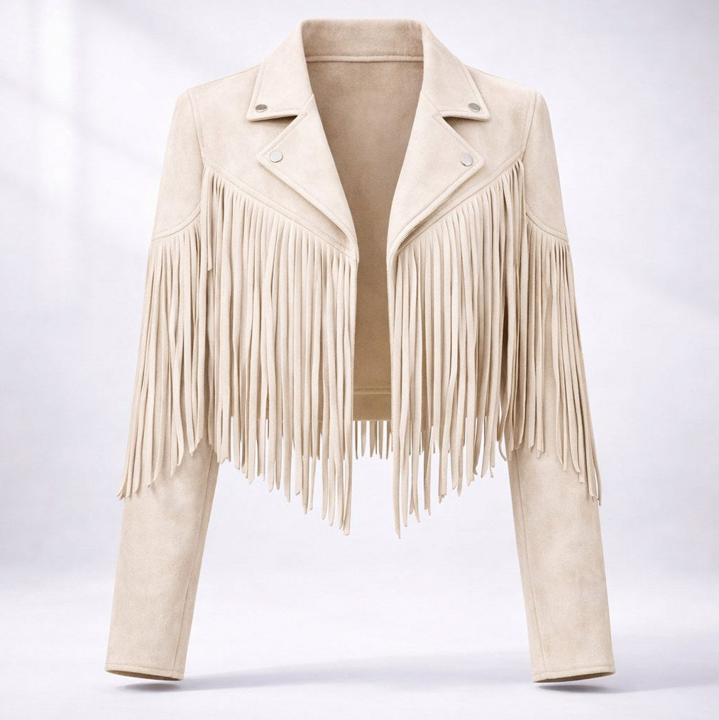 Suede Fringe Long Sleeve Jacket