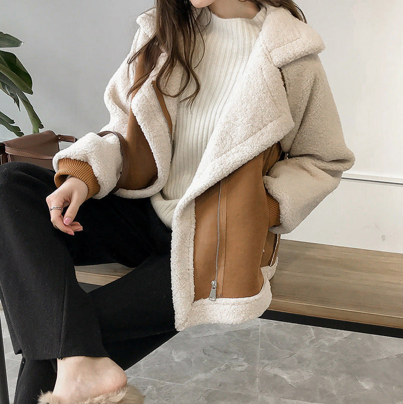 Suede Sherpa Long Sleeve Jacket