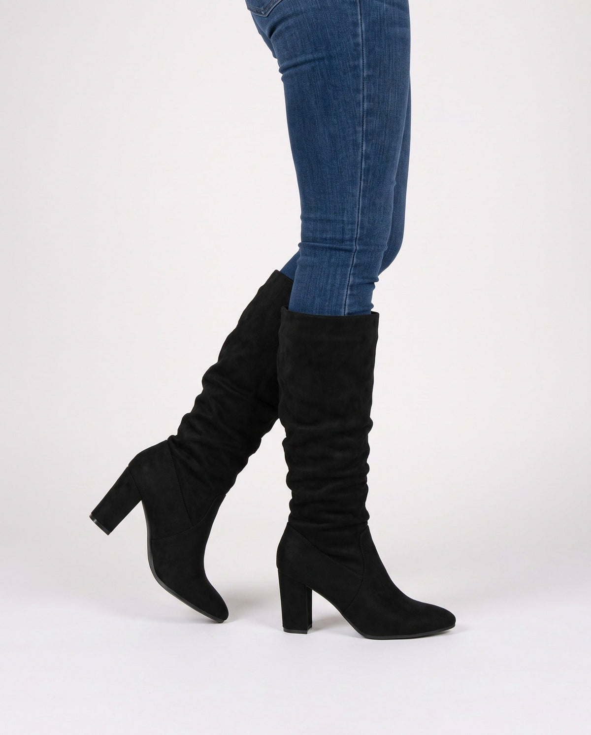 Suede Slouch Pointed Knee High Boots
