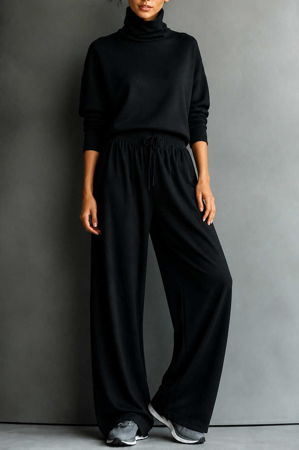 Turtleneck Wide Leg Matching Set