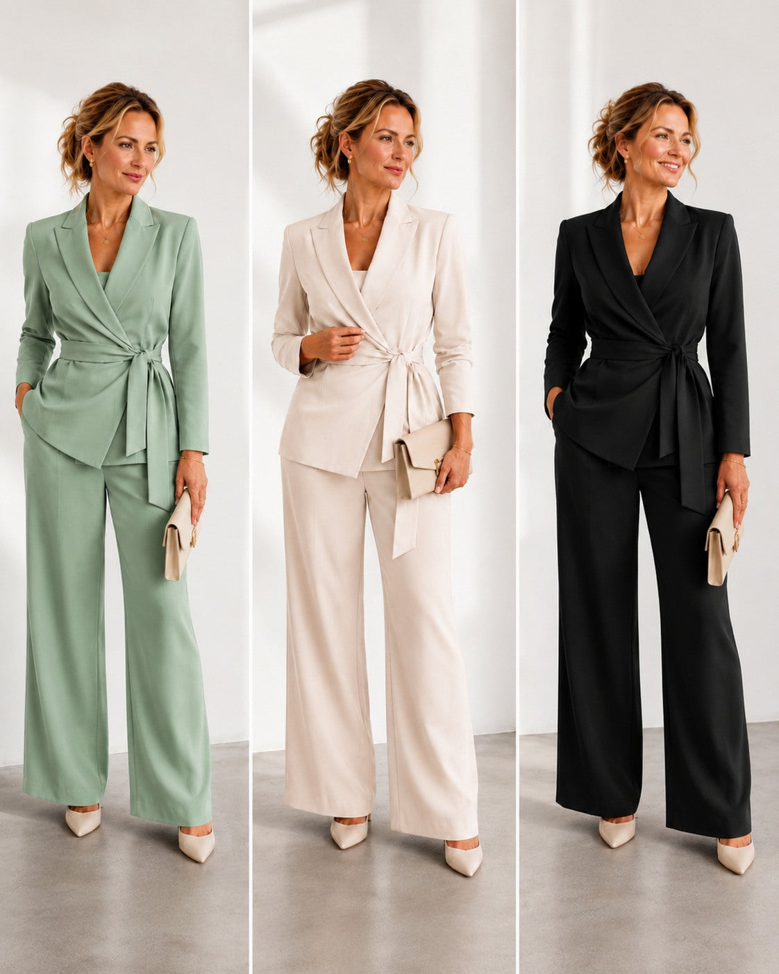Wrap Long Sleeve Wide Leg Matching Set