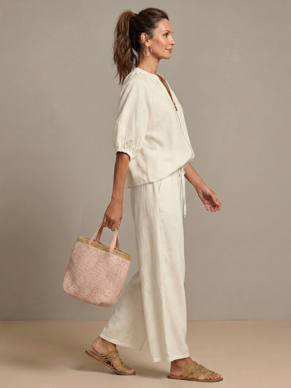 Balloon Sleeve Wide Leg Two Piece Set