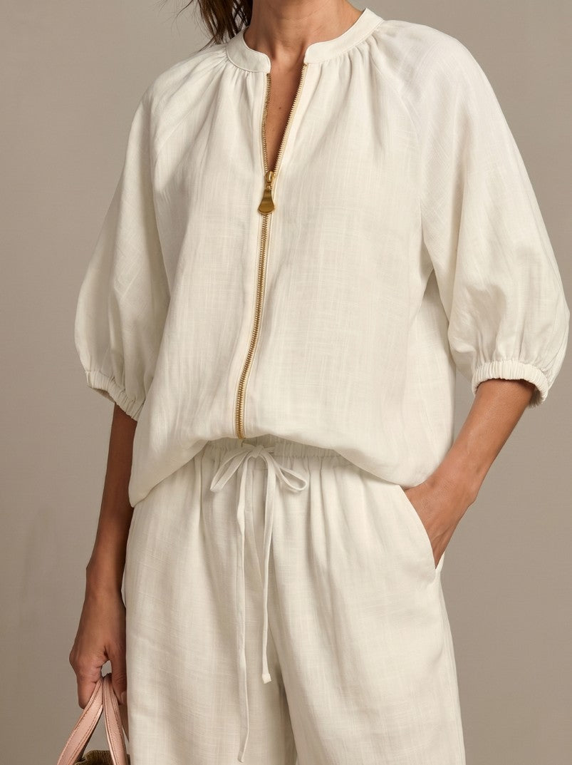 Balloon Sleeve Wide Leg Two Piece Set