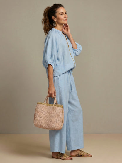 Balloon Sleeve Wide Leg Two Piece Set