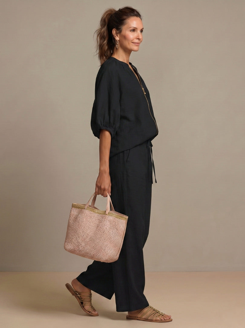 Balloon Sleeve Wide Leg Two Piece Set