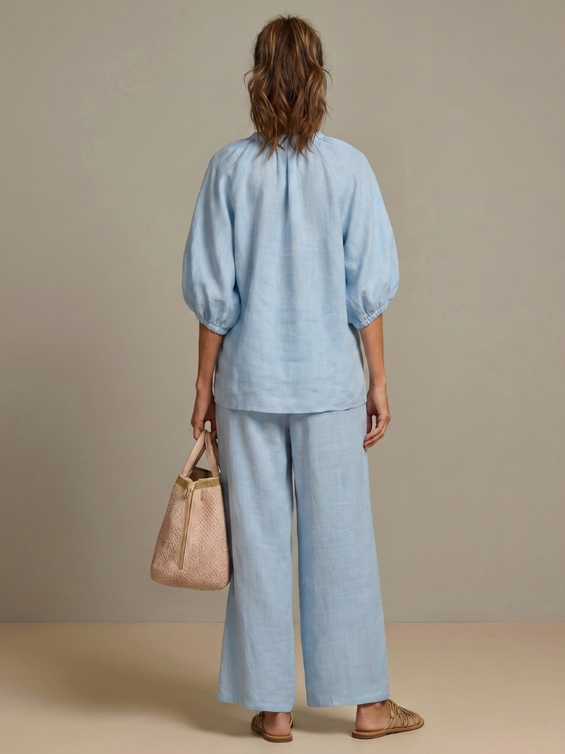 Balloon Sleeve Wide Leg Two Piece Set