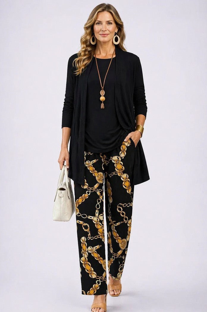 Open Front Cardigan and Pants Matching Set