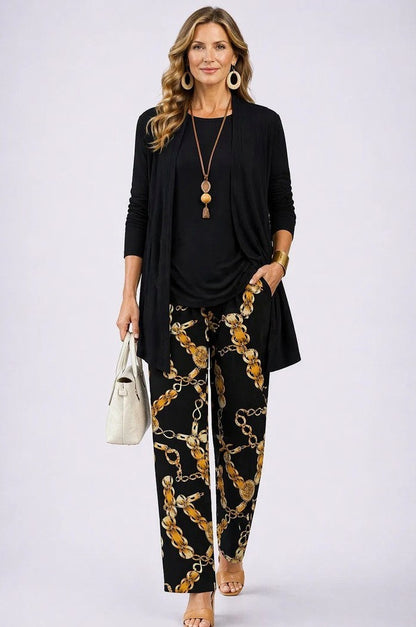 Open Front Cardigan and Pants Matching Set