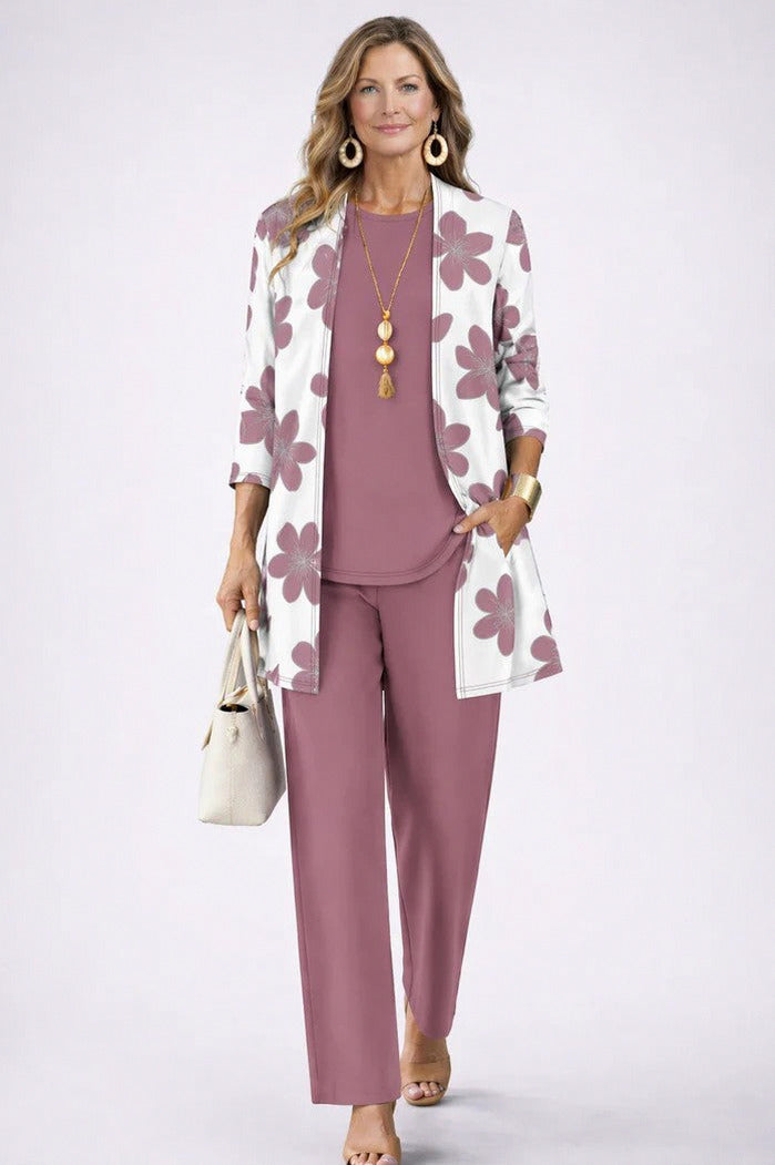 Open Front Cardigan and Pants Matching Set