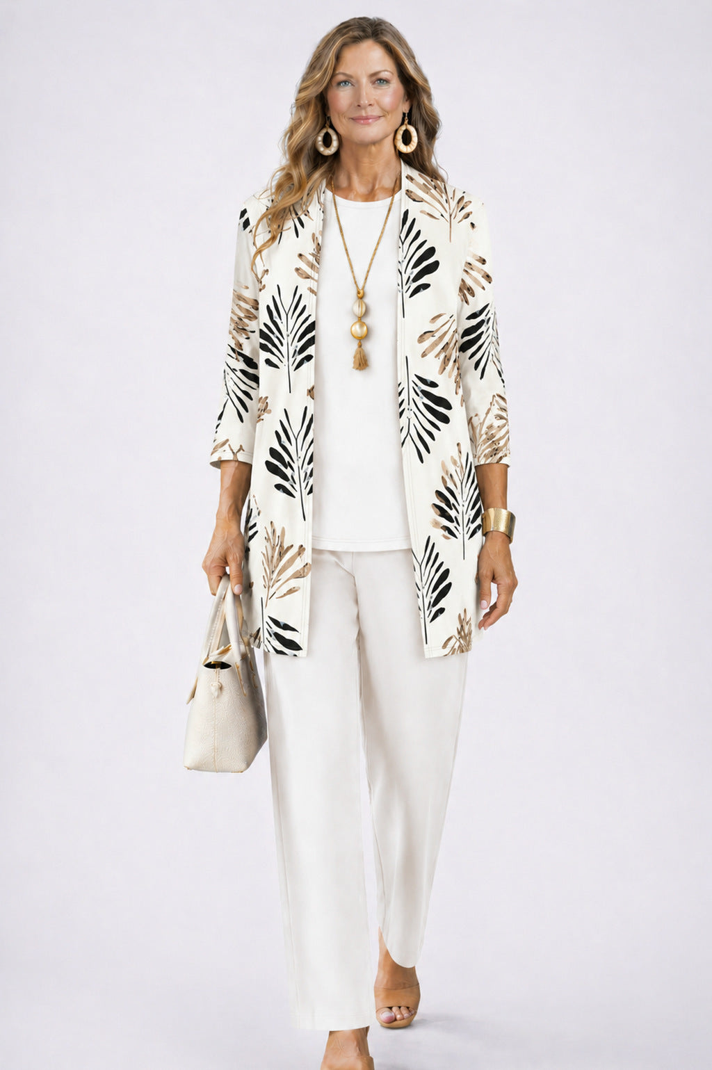 Open Front Cardigan and Pants Matching Set