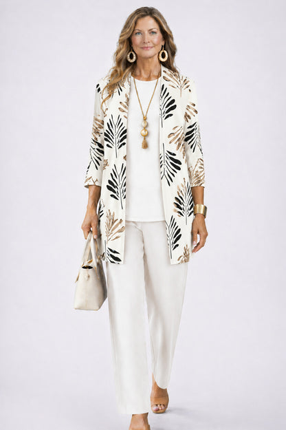 Open Front Cardigan and Pants Matching Set