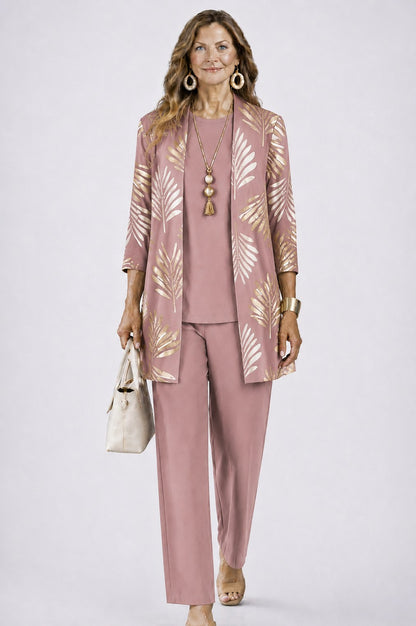 Open Front Cardigan and Pants Matching Set