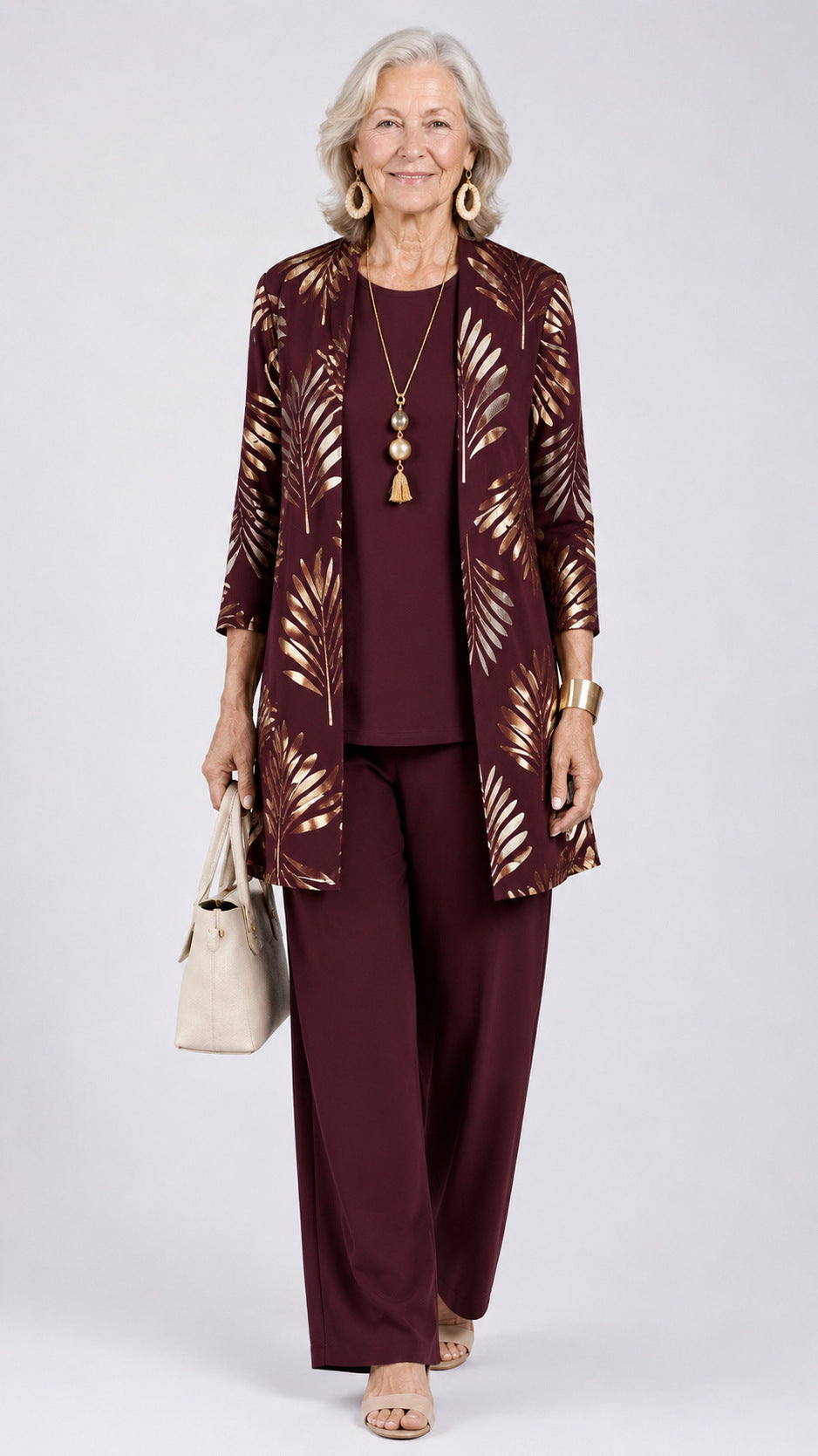Open Front Cardigan and Pants Matching Set