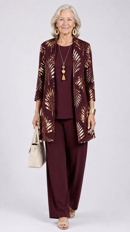Open Front Cardigan and Pants Matching Set