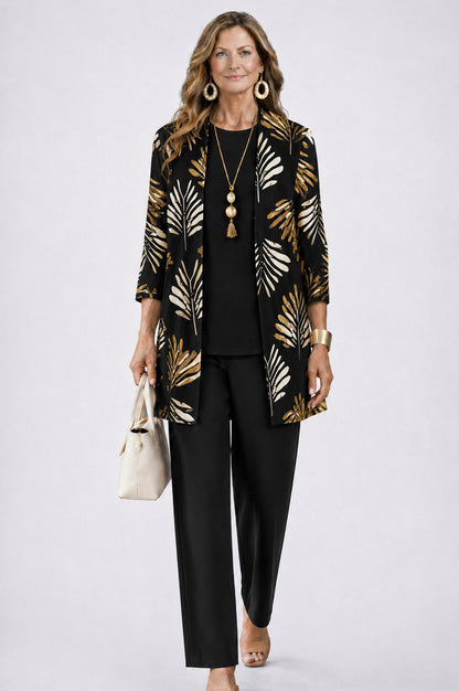 Open Front Cardigan and Pants Matching Set