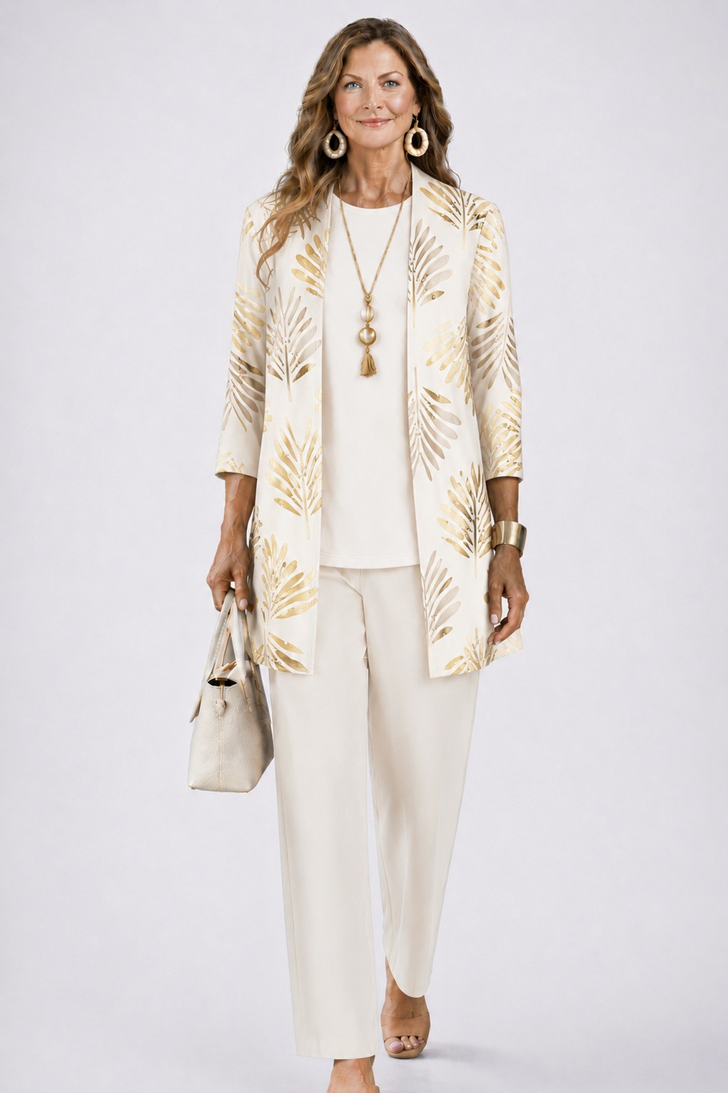 Open Front Cardigan and Pants Matching Set