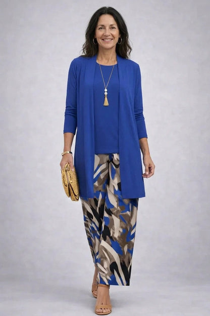 Open Front Cardigan and Pants Matching Set