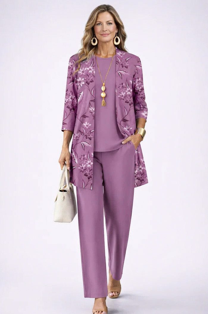 Open Front Cardigan and Pants Matching Set