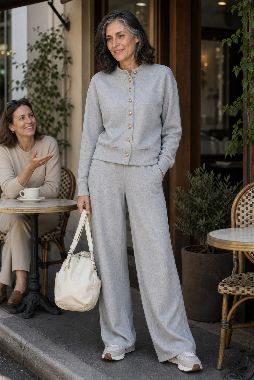 Button Front Long Sleeve Two Piece Set