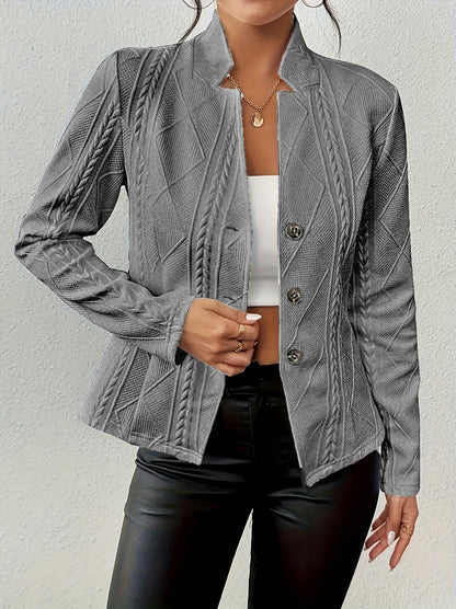 Cable Knit Button Front Blazer Jacket