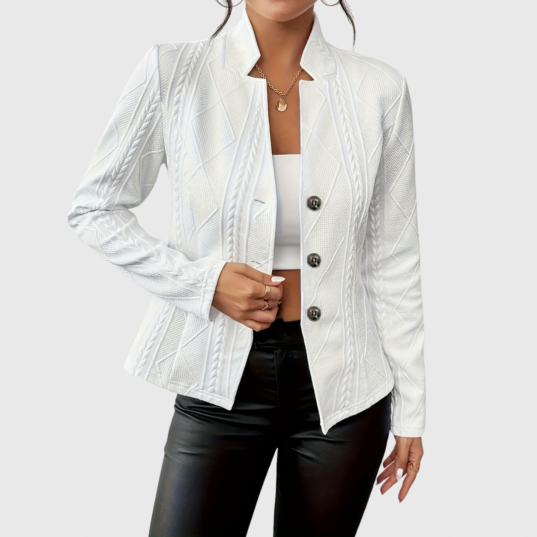 Cable Knit Button Front Blazer Jacket