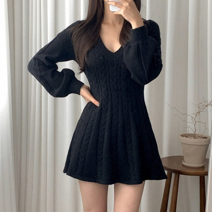 Cable Knit Long Sleeve Sweater Dress
