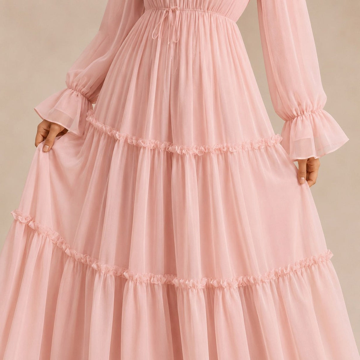 Chiffon High Neck Tiered Maxi Dress