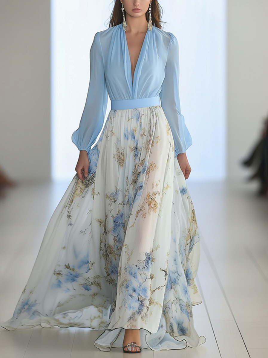 Chiffon Long Sleeve Maxi Dress