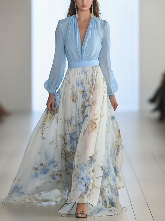 Chiffon Long Sleeve Maxi Dress