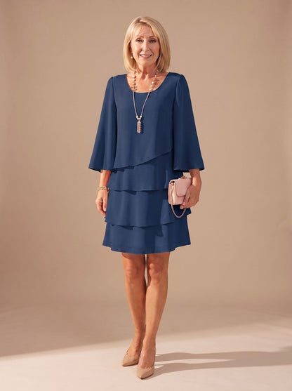 Chiffon Tiered Capelet Mini Dress