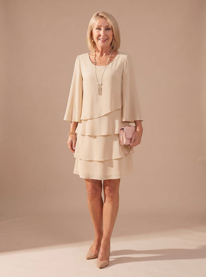 Chiffon Tiered Capelet Mini Dress