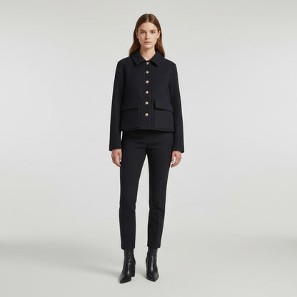 Collared Button Front Cropped Jacket