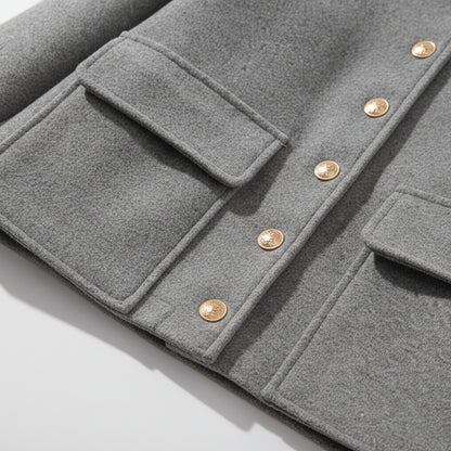 Collared Button Front Cropped Jacket