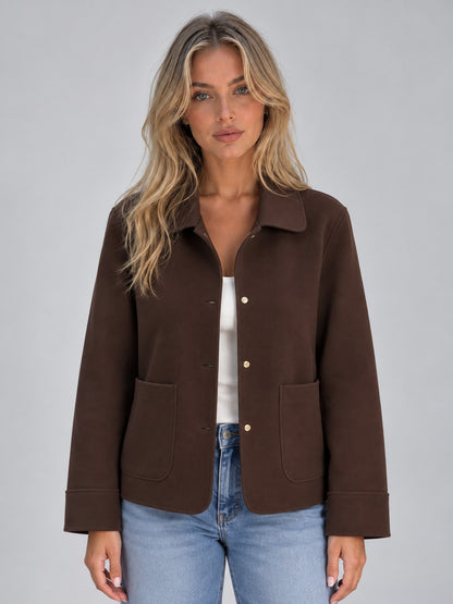 Collared Long Sleeve Button Front Jacket